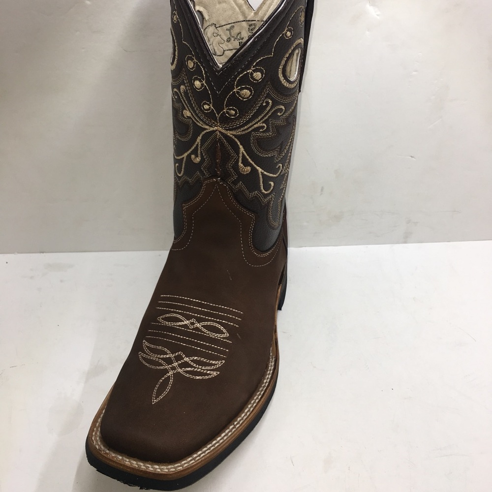 Men’s Western Cowboy Rodeo Brown Leather Boots Botas Vaqueras